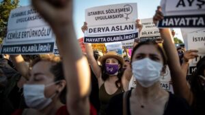 protest against domestic violence in Turkey