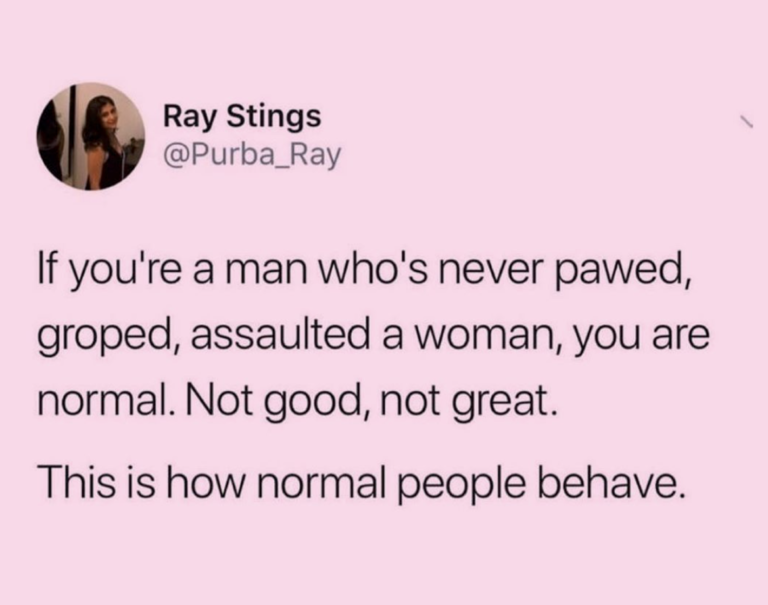 not assaulting a woman should be rewarded