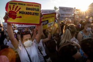 Protest in Turkey with Turkish women