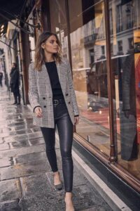 leather trousers with blazer